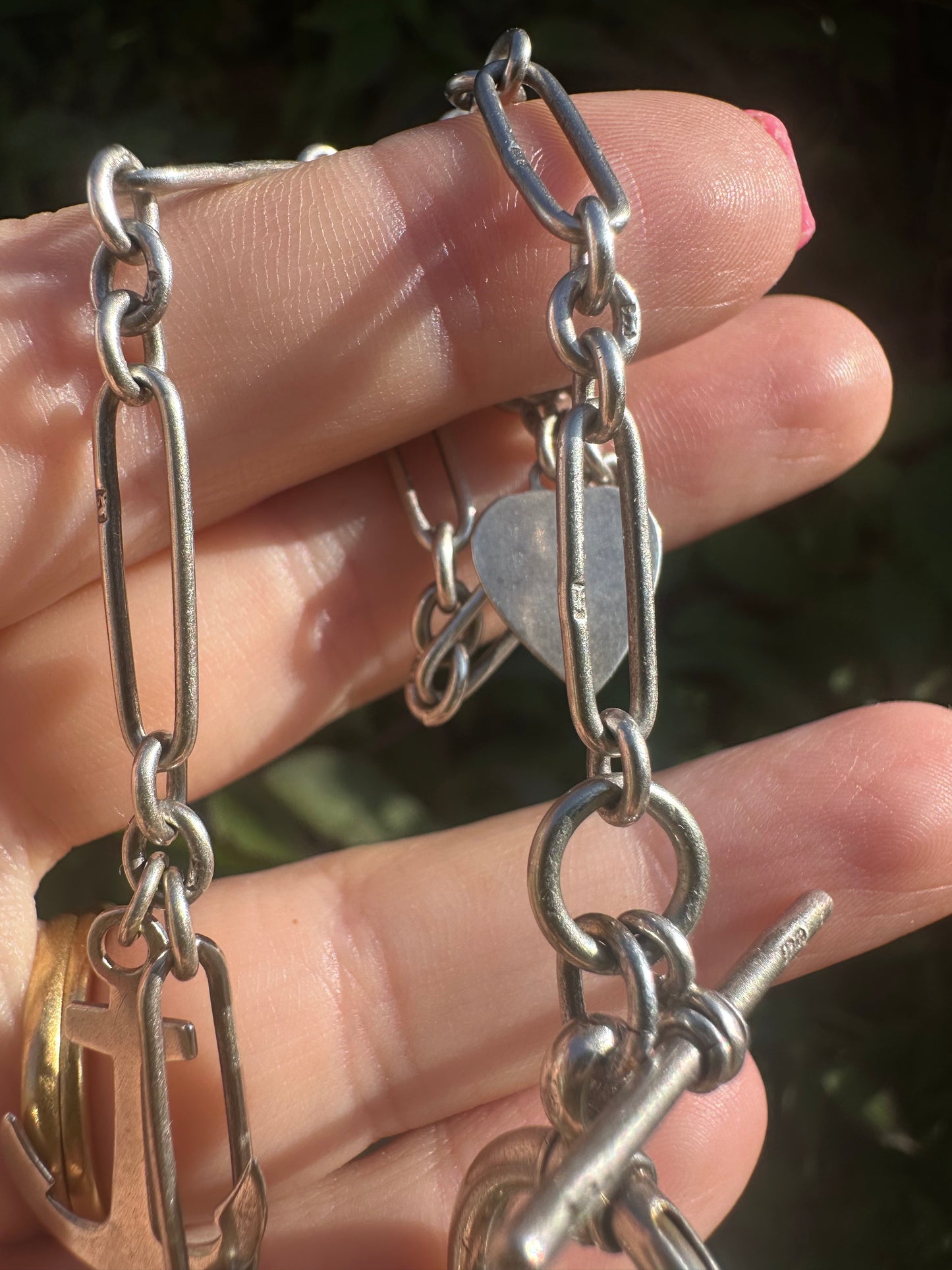 Antique Sterling Silver Trombone chain with XL bolt clasp and Dog clip