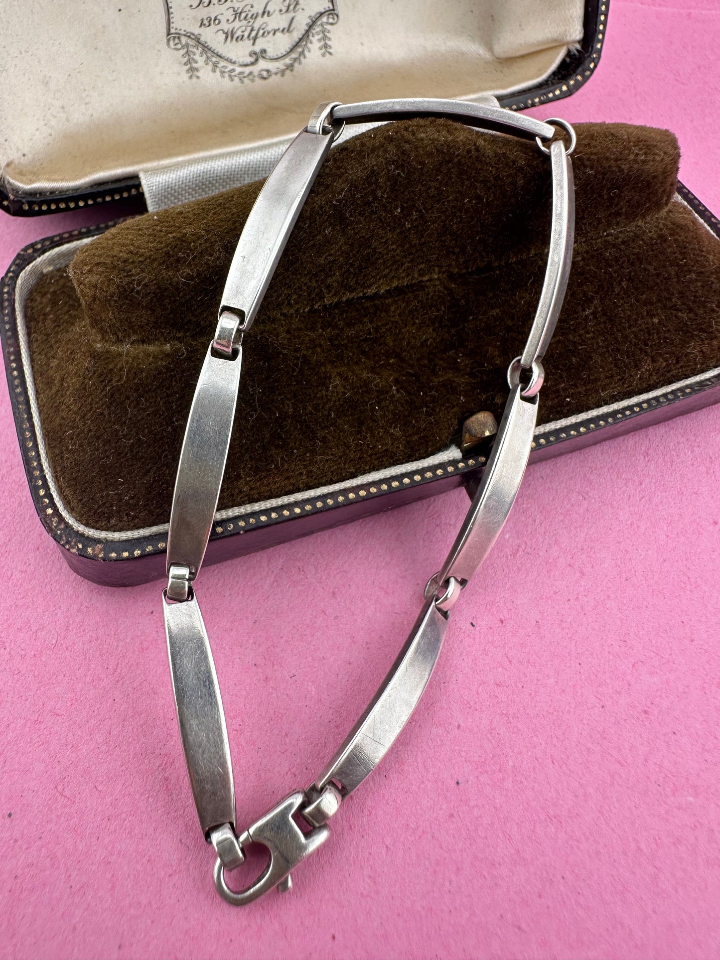Sterling silver curved bar bracelet