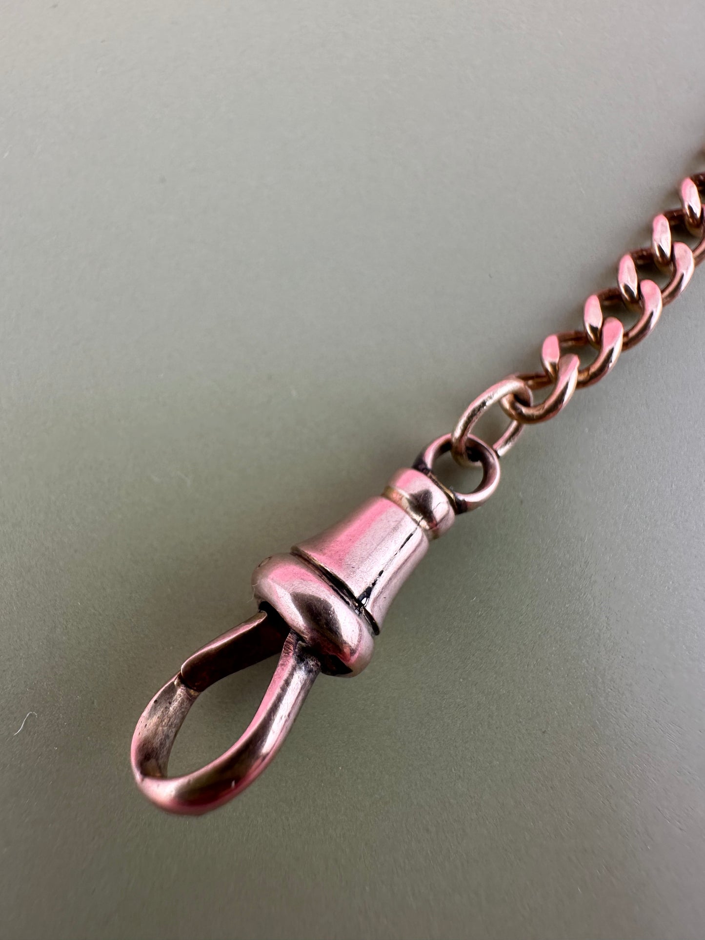9ct Peachy Rose Gold Gold Curb extender with antique dog clip