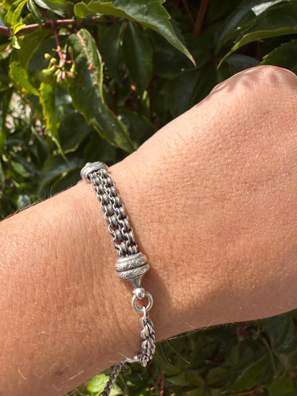 Sterling Silver rope & ribbed belcher Albertina bracelet