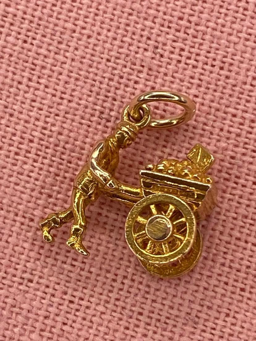 Vintage 9ct Gold Articulated Fruit Seller charm