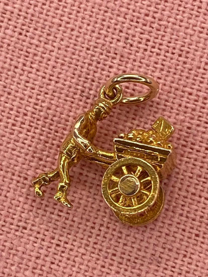 Vintage 9ct Gold Articulated Fruit Seller charm