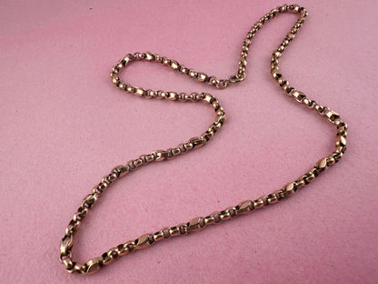 Antique 9ct Rose Gold Tulip belcher mix link chain