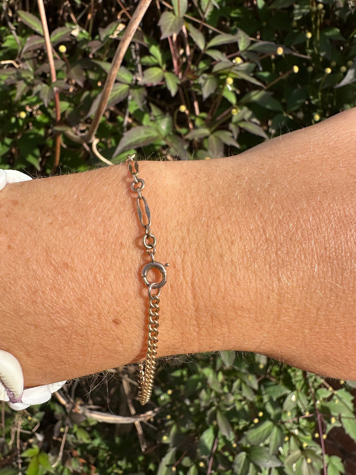 Antique 9ct Rose Gold mix link bracelet with bolt clasp