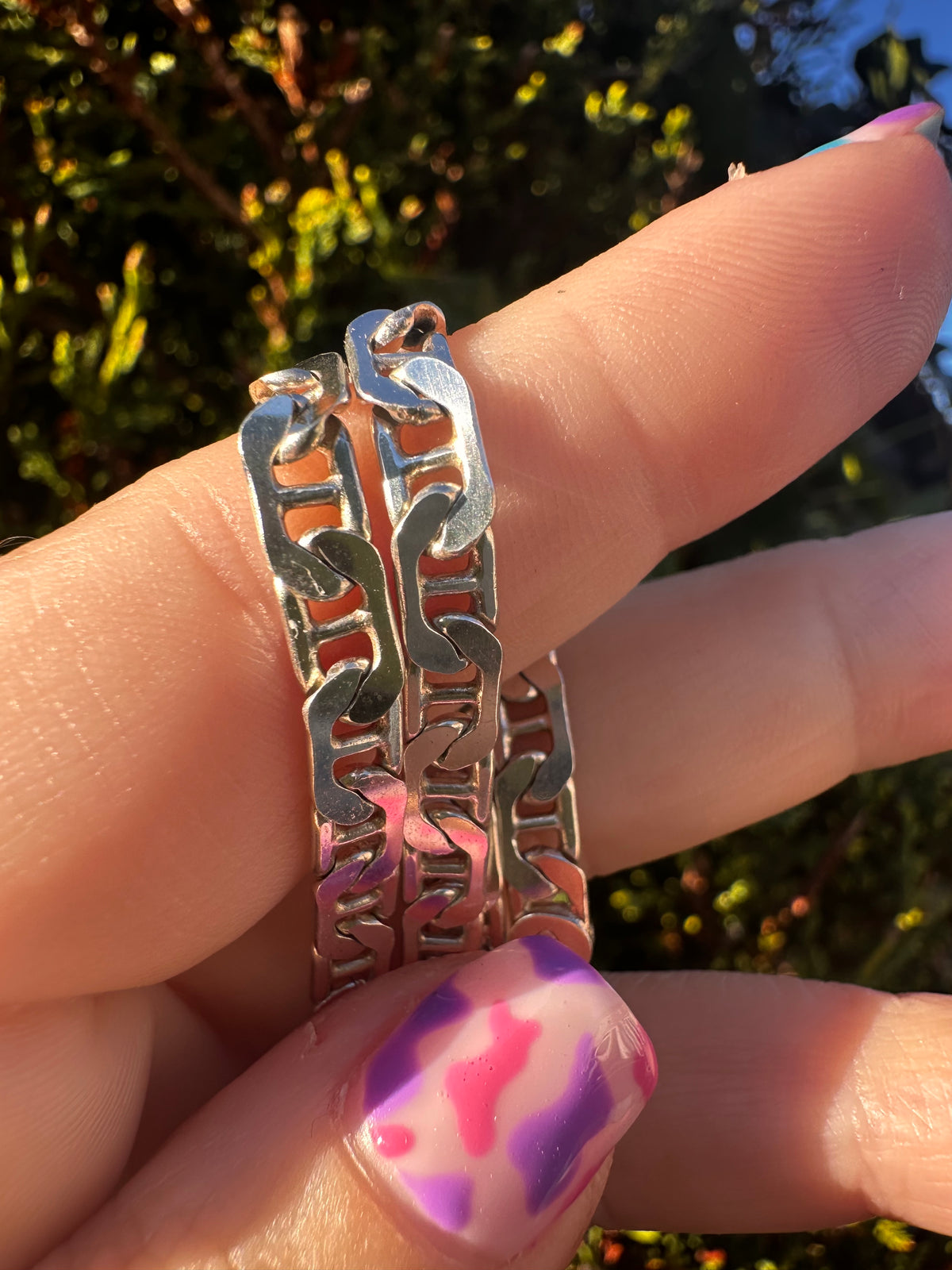 Vintage Sterling Silver Flat Mariner Chain