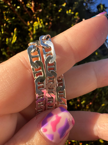 Vintage Sterling Silver Flat Mariner Chain