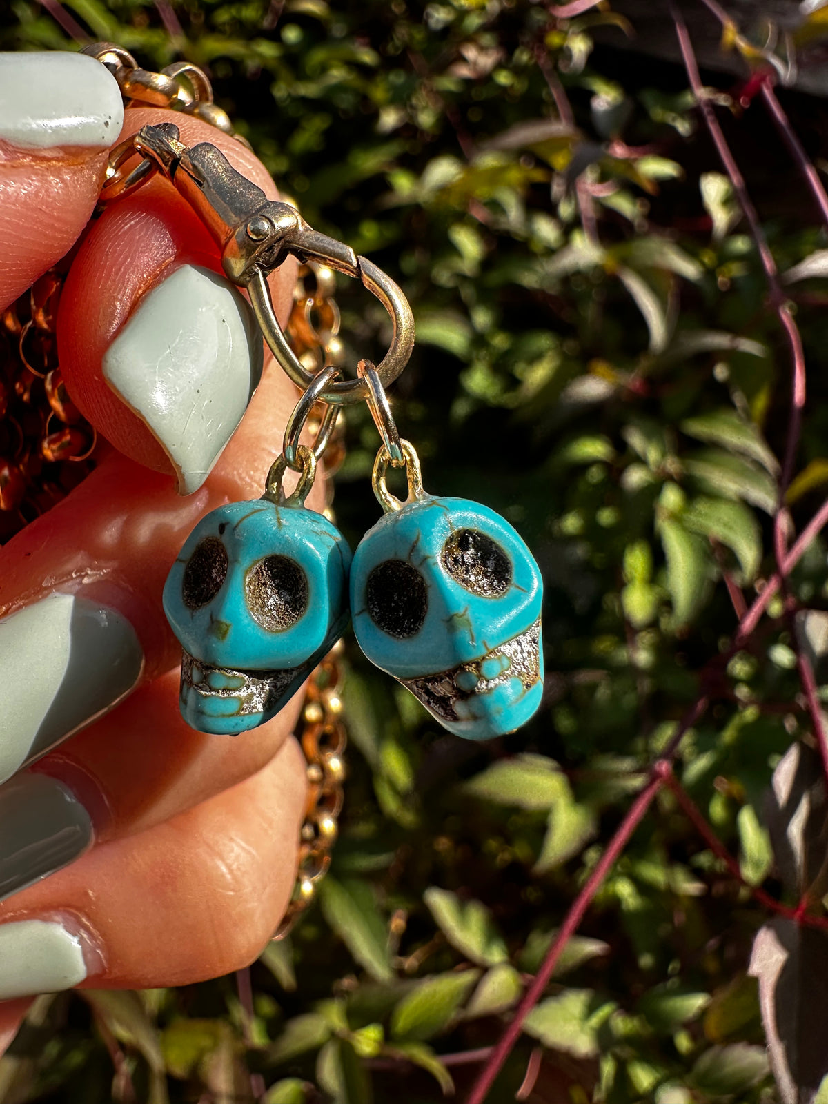 9ct Gold and Turquoise Skull charms