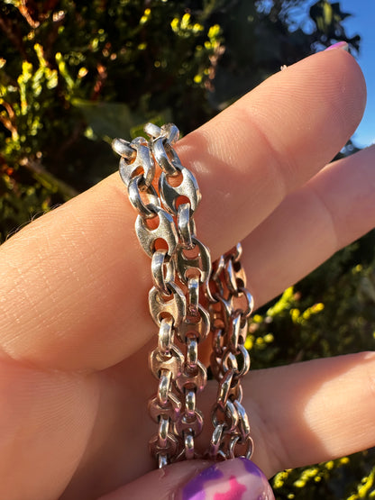Vintage Sterling Silver Puffy Mariner chain