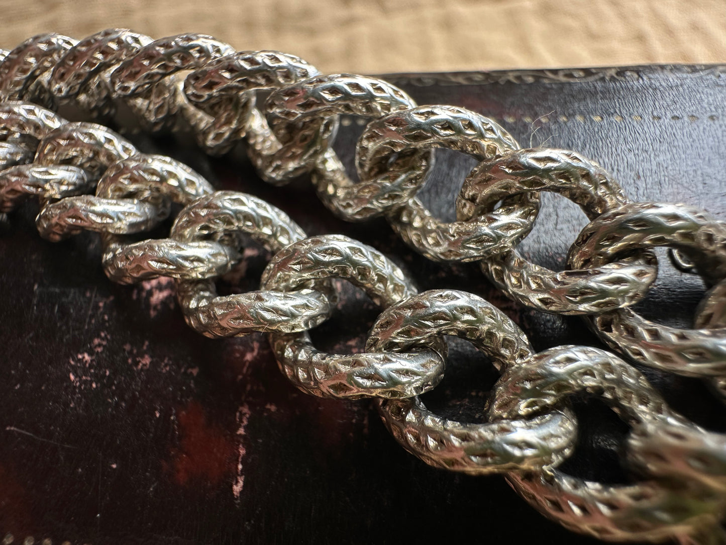 Sterling silver textured chunky curb bracelet with heart padlock