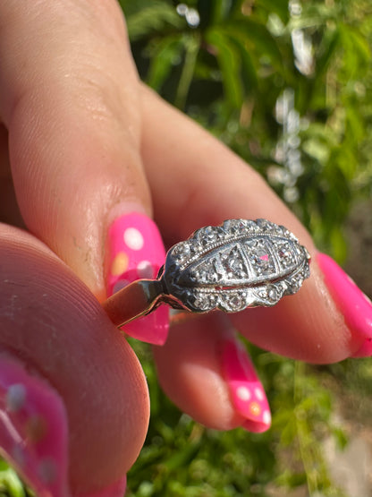Vintage 18ct Diamond Boat Ring