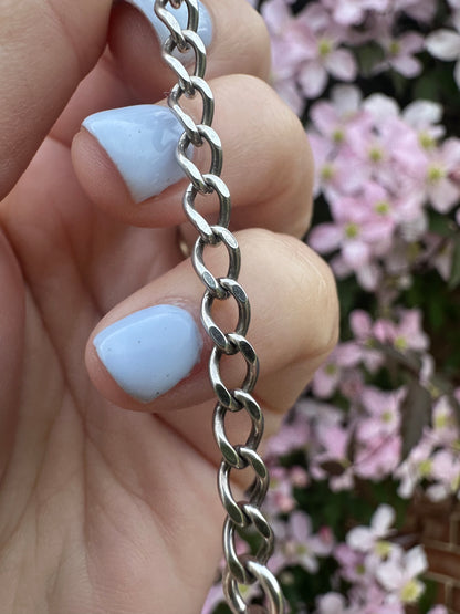 Sterling Silver Flat Curb extender with Dog Clip