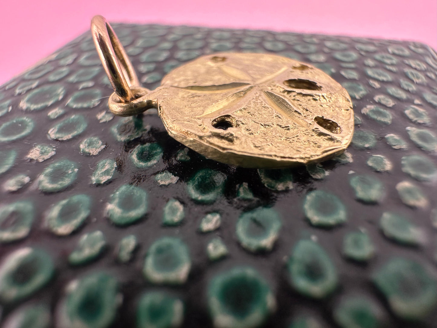 Vintage 14ct Sand Dollar Sea Urchin Charm with 9ct Gold bail.