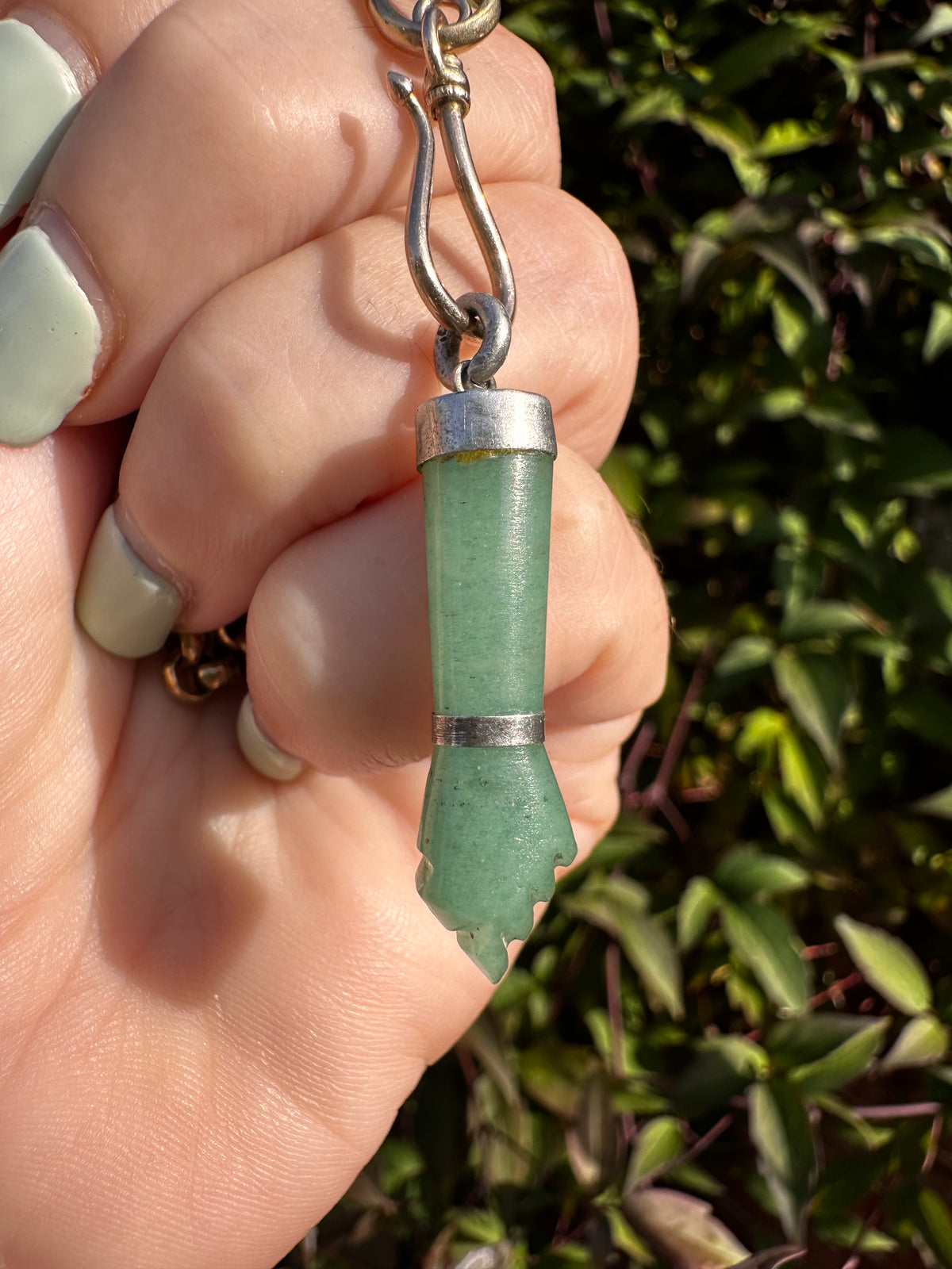 Sterling Silver Aventurine Figa Hand pendant