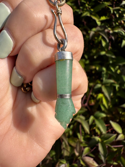 Sterling Silver Aventurine Figa Hand pendant