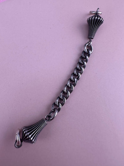 Sterling silver curb Claspless extender with fluted beaded ends