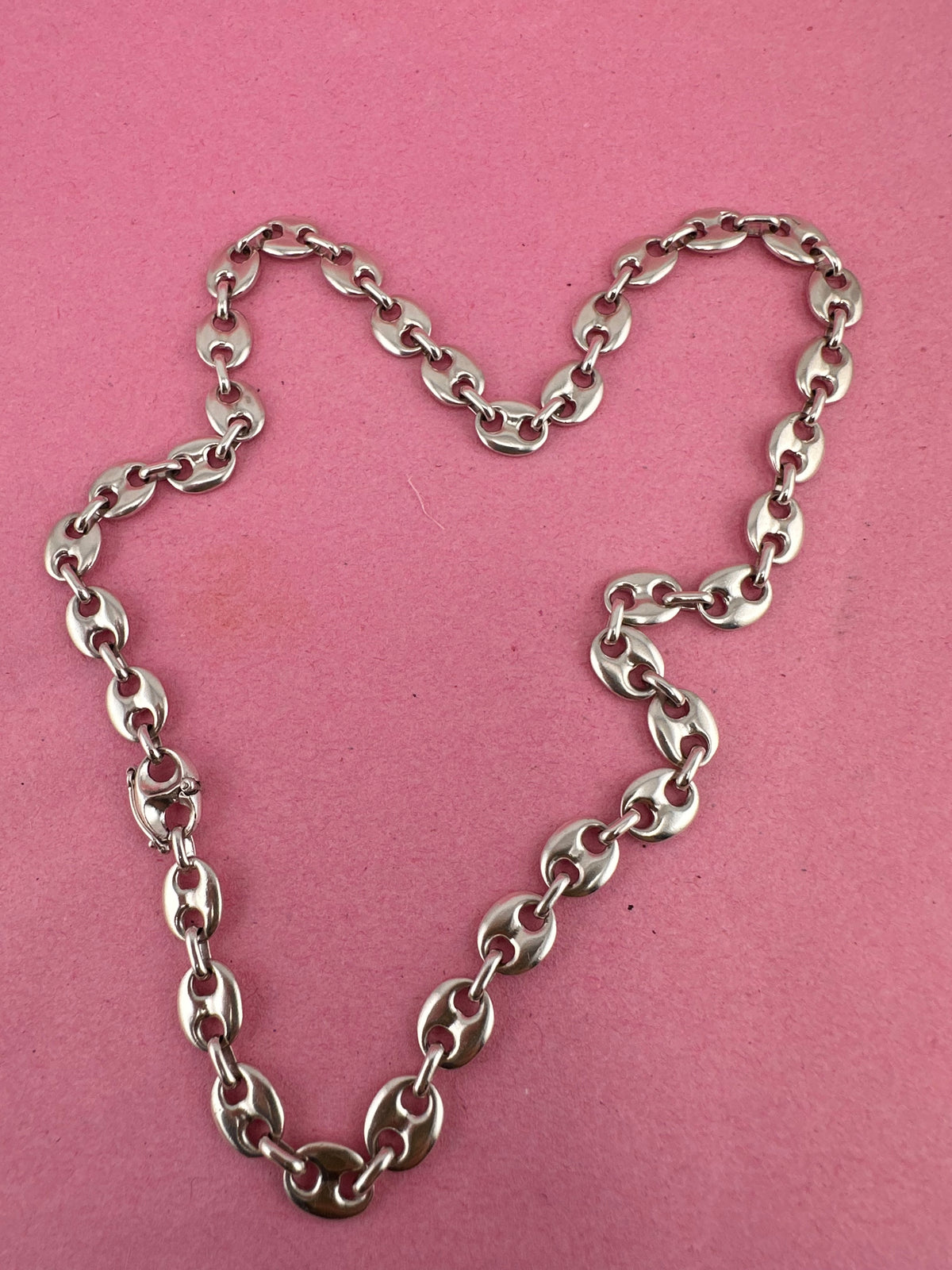 Sterling Silver Mariner chain with concealed clasp.