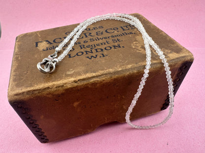 Moonstone Mini Beads with Antique Silver Dog Clip