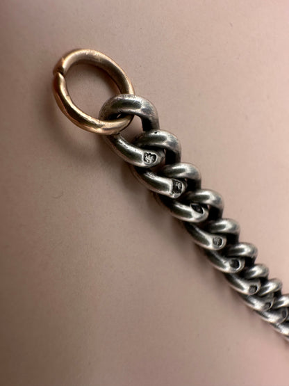 Sterling Silver curb extender with 9ct rose gold dog clip & faceted jump ring