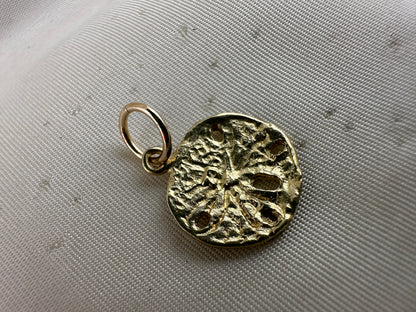 Vintage 14ct Sand Dollar Sea Urchin Charm with 9ct Gold bail.