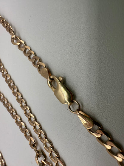 Vintage 9ct Gold Flat Curb chain