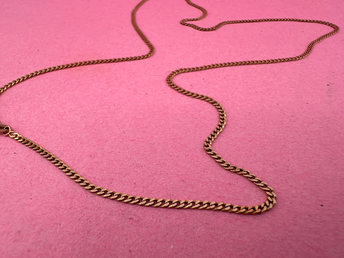 Vintage 9ct yellow gold Flat curb chain
