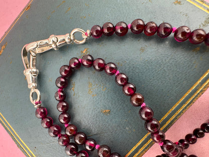 Re-imagined Vintage Garnet Beads with Vintage Sterling silver Dog clips