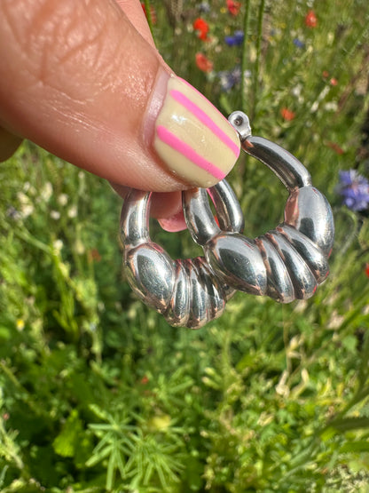 Sterling Silver Puffy Hoops