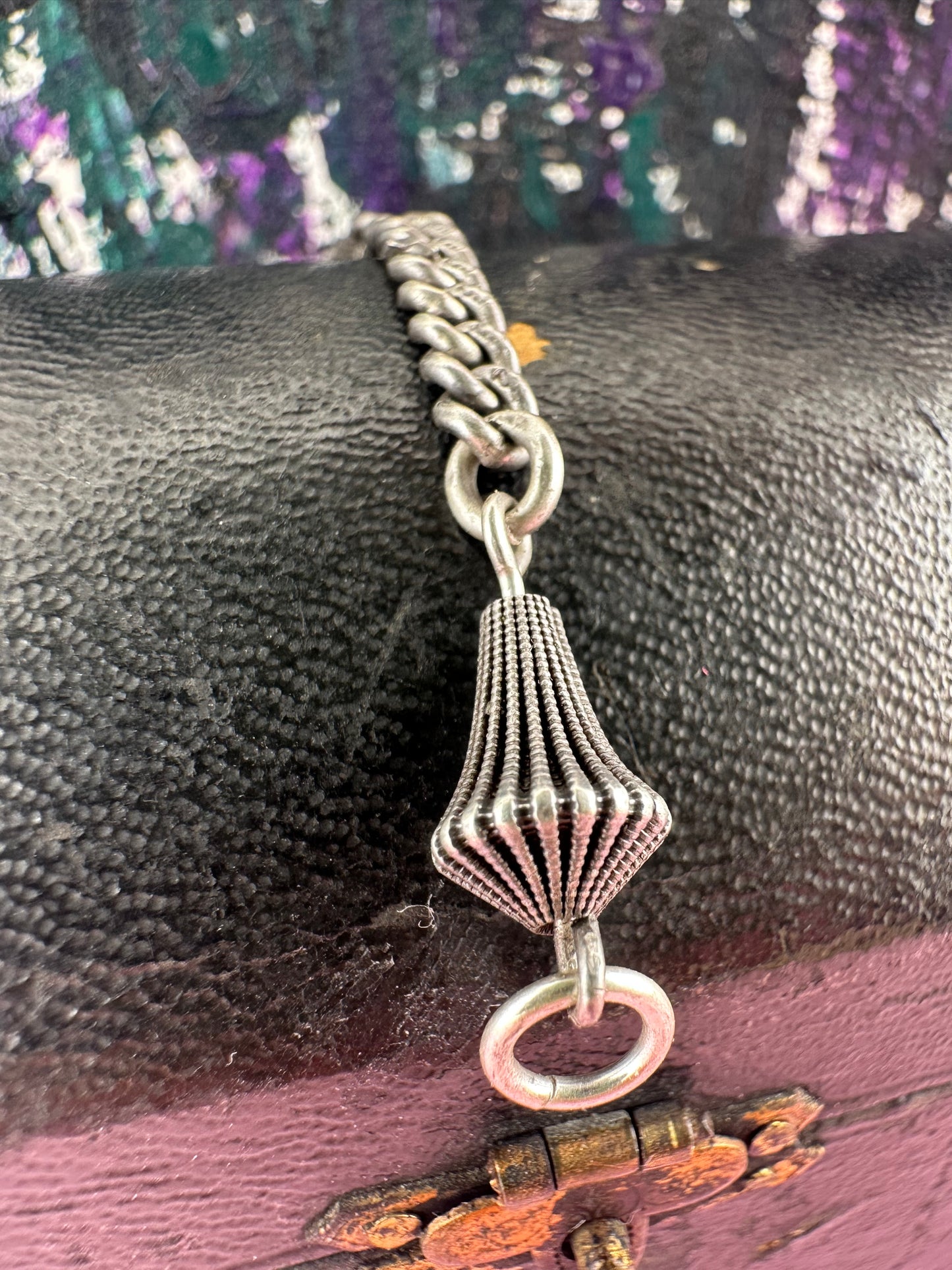 Sterling silver curb Claspless extender with fluted beaded ends