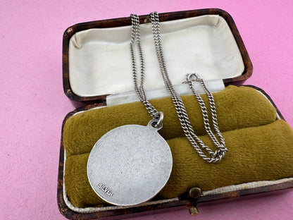 Sterling Silver Enamel St Christopher on a curb chain
