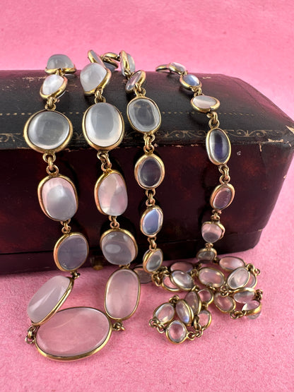 Antique 9ct Gold Bezel set Moonstone necklace