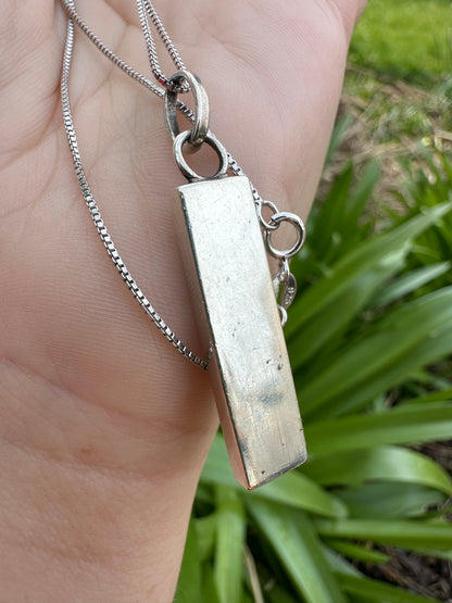 Sterling Silver Ingot pendant with sterling silver box chain