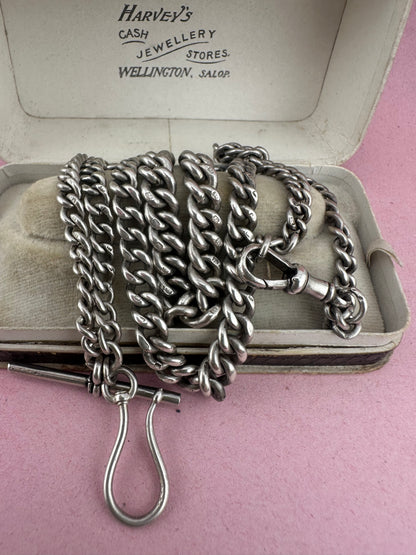 Re-imagined Sterling Silver Albert chain with shepherds hook