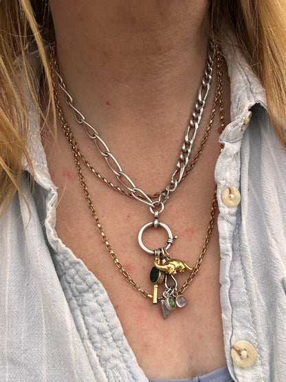 Re-imagined mixed link 800 & Sterling silver Albert chain with XL bolt clasp.