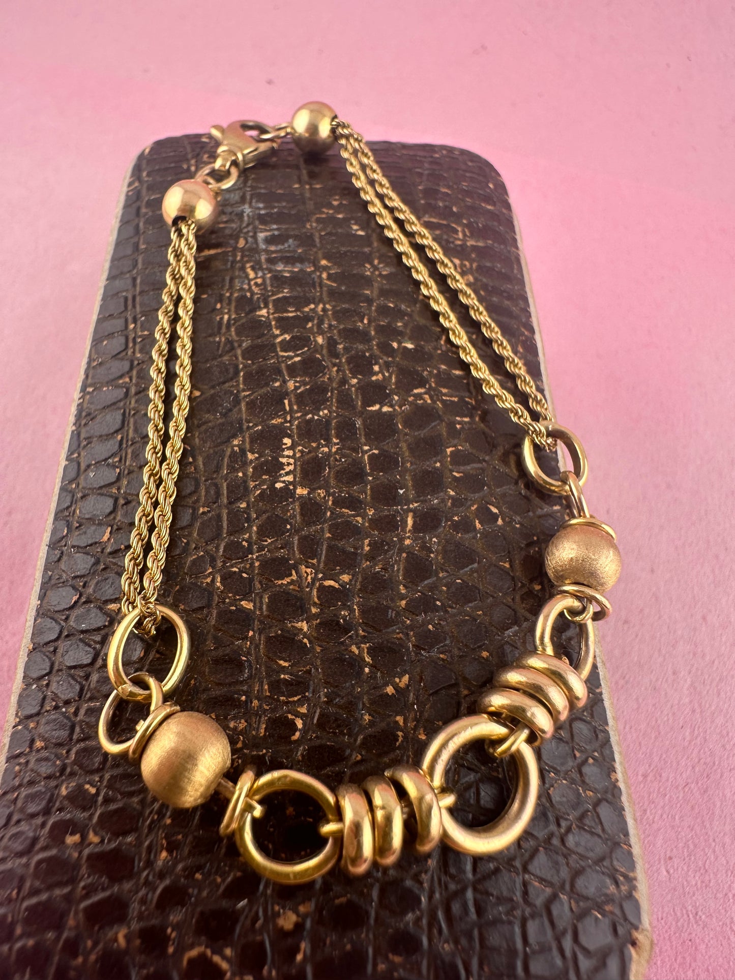 Vintage 9ct gold Bead and Rope bracelet
