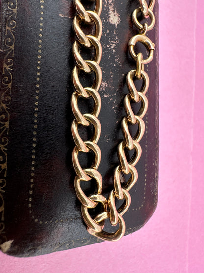 Antique 9ct Peachy Rose gold Curb bracelet with bolt clasp