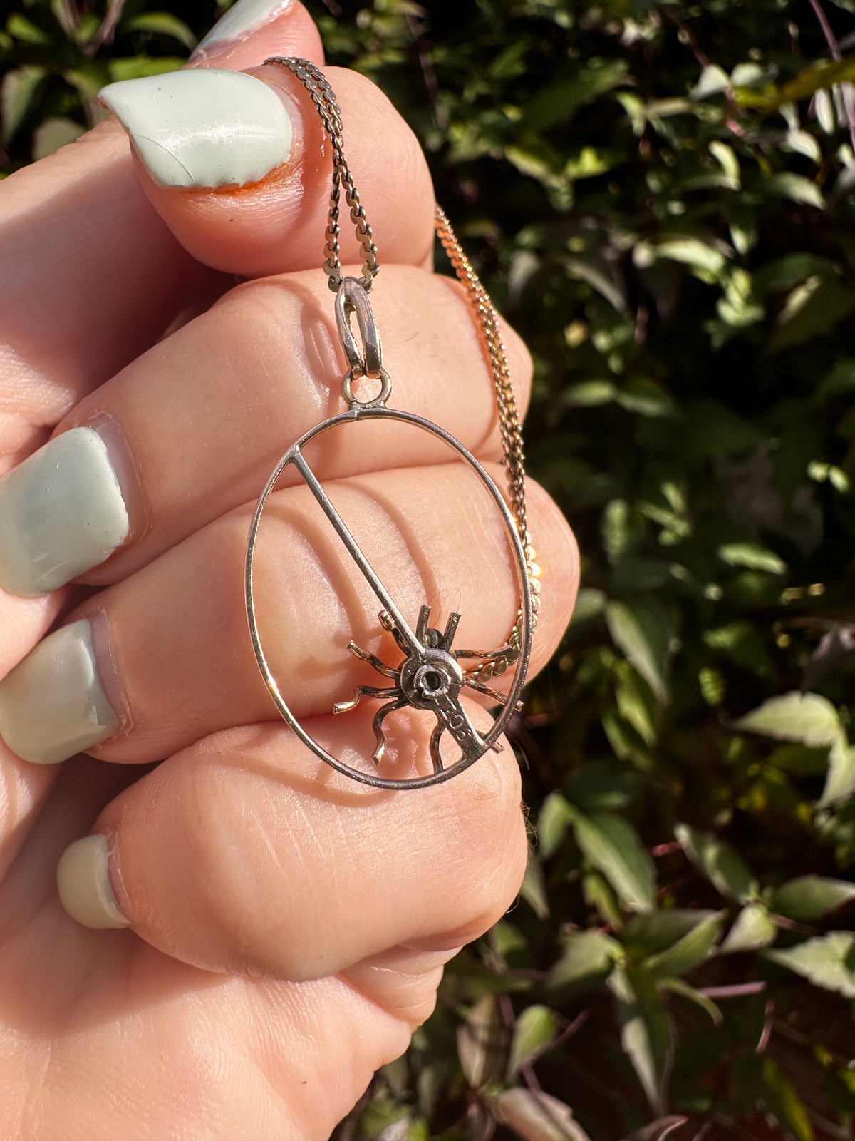 Antique 9ct gold turquoise spider pendant