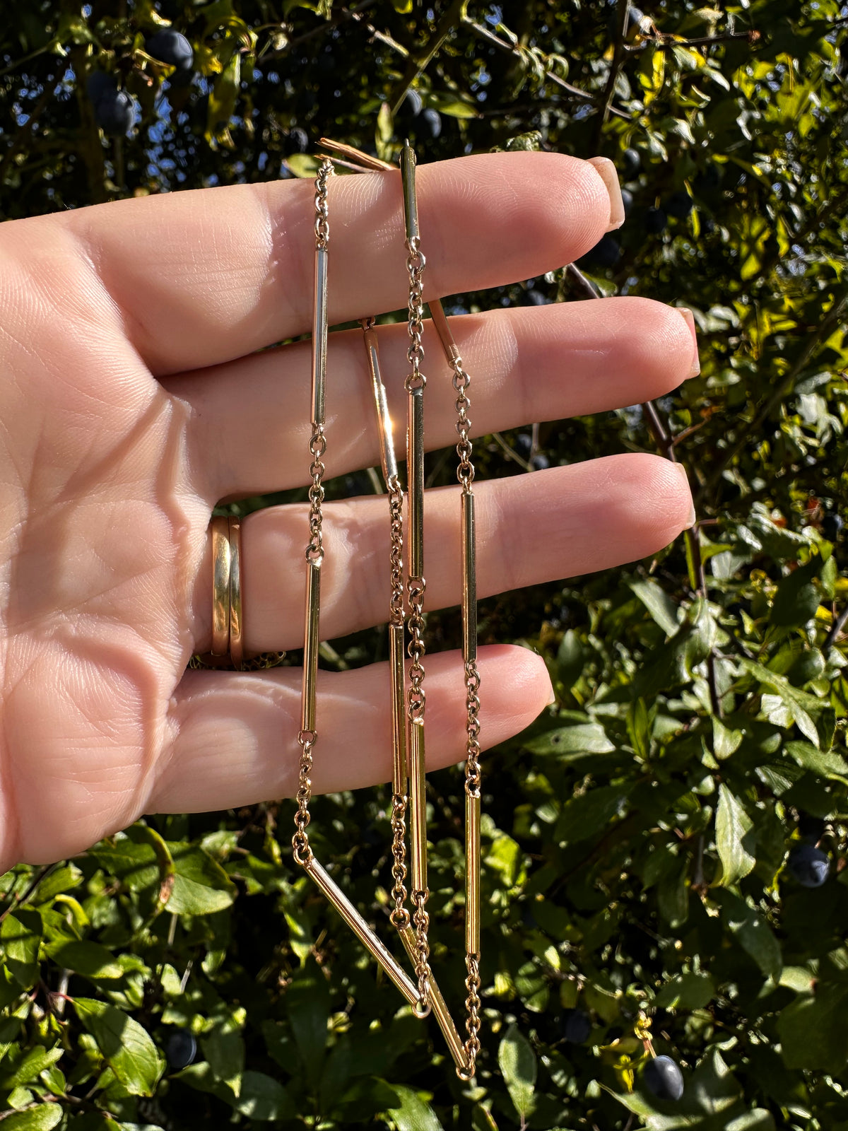 Vintage 9ct Gold Bar Station chain