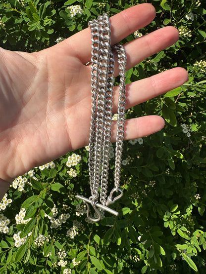 Re-imagined Sterling Silver Albert chain with shepherds hook