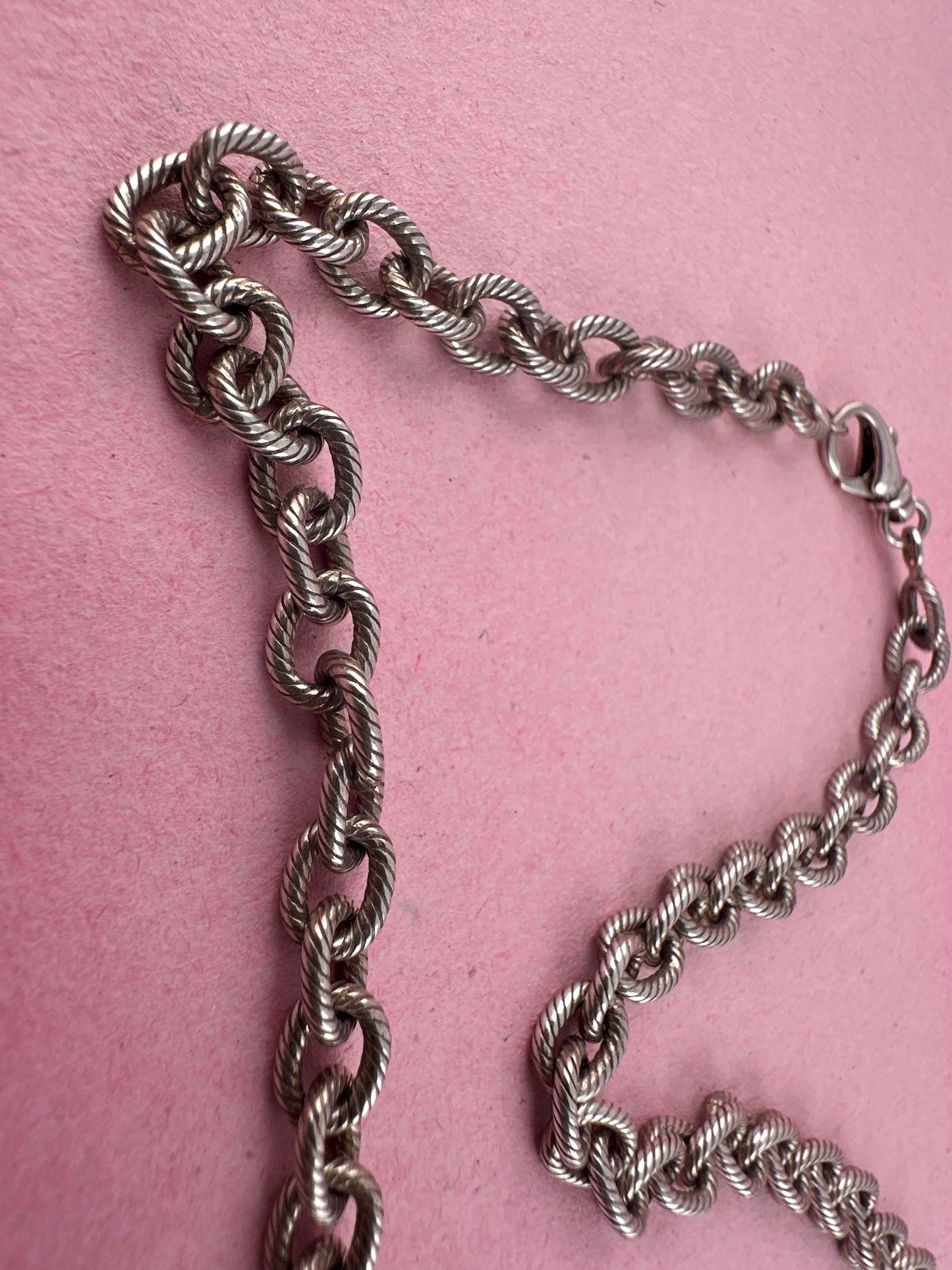 Sterling silver textured cable chain