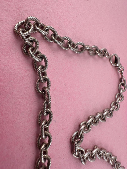 Sterling silver textured cable chain