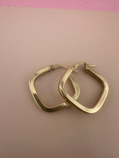 Vintage 9ct Gold Square Hoops