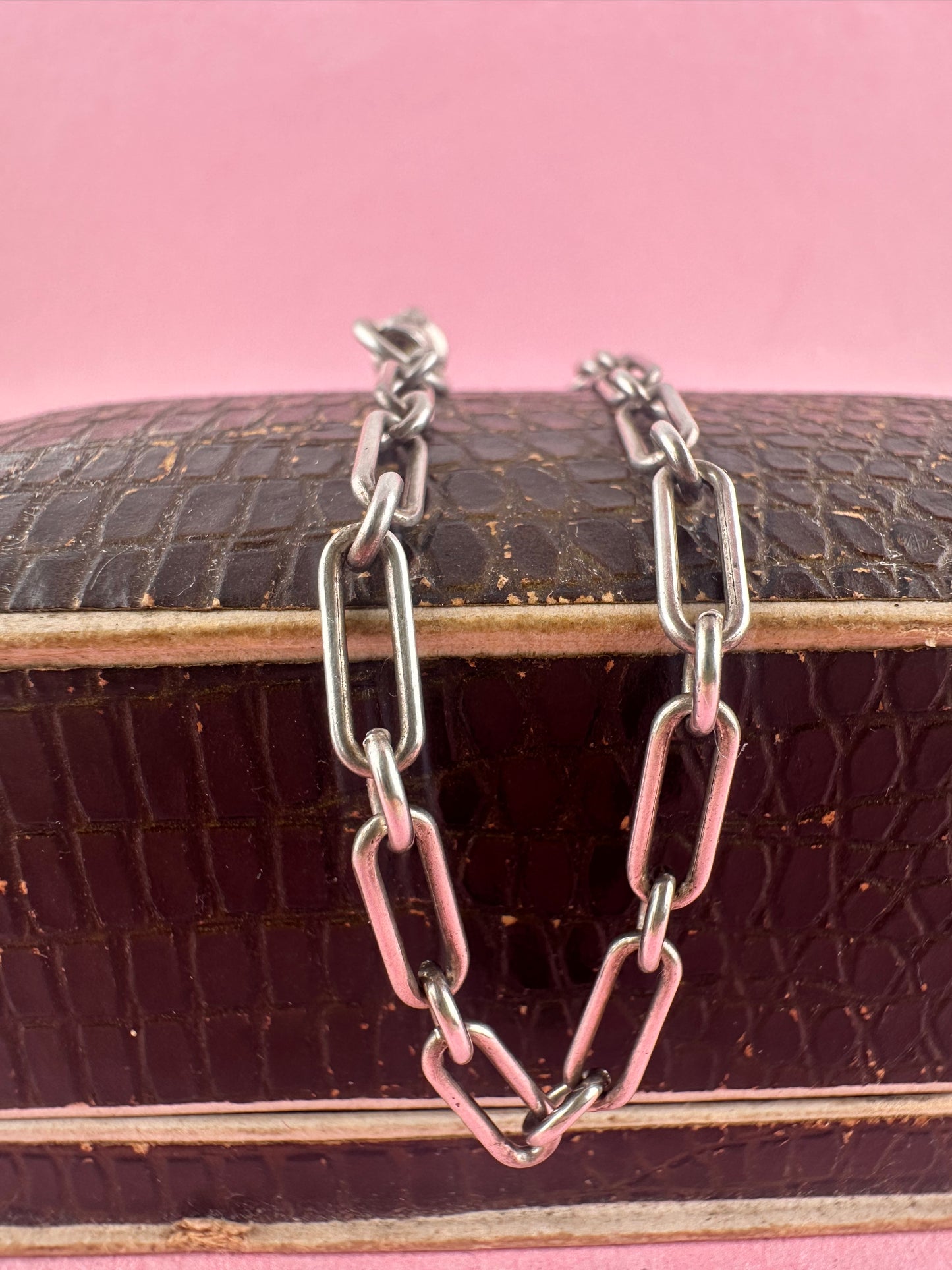 Sterling Silver Trombone bracelet with dog clip