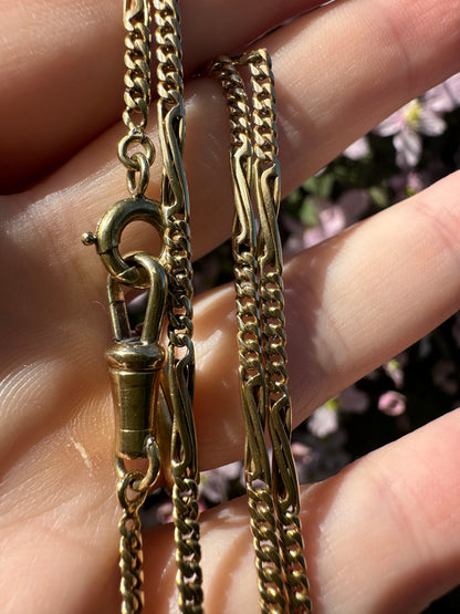 Vintage 14ct Curb and twist bar Albert with dog clip and spring ring