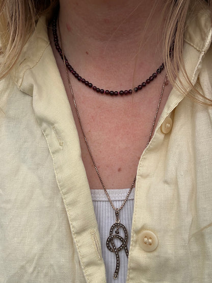 Re-imagined Vintage Garnet Beads with Vintage Sterling silver Dog clips