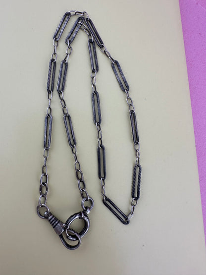 Antique 800 Silver Niello Trombone chain