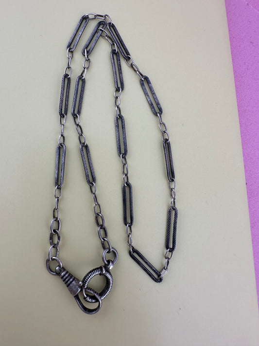 Antique 800 Silver Niello Trombone chain