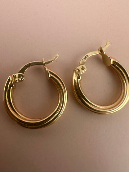 Vintage 14ct gold Round twist hoops