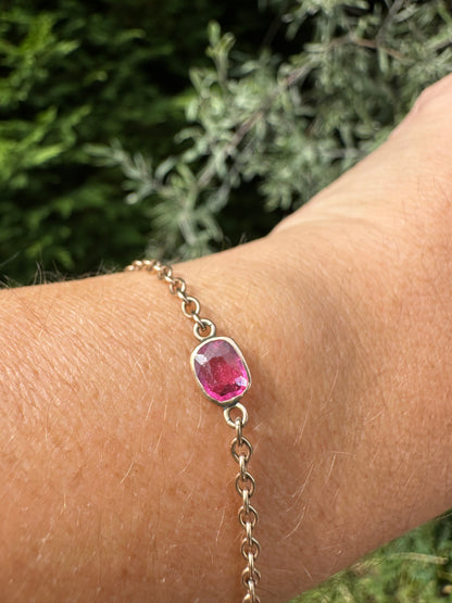 Antique 9ct Rose gold Gemstone Station bracelet