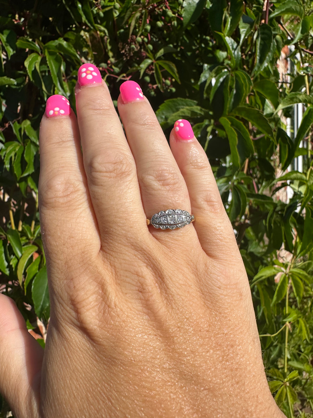 Vintage 18ct Diamond Boat Ring