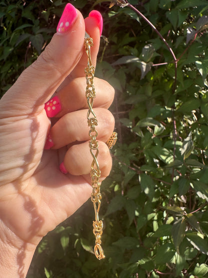 Vintage 9ct Yellow gold Byzantine & infinity link extender